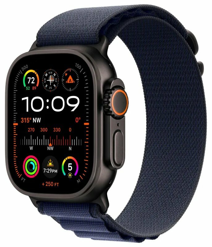 Apple Watch Ultra 2 (2024) 49 Black Titanium case with M Navy Alpine Loop
