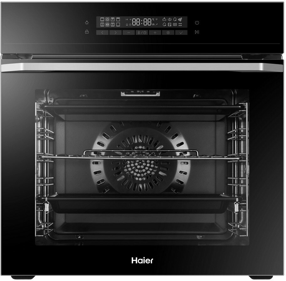 Электрический духовой шкаф Haier HOQ-P16AS5GB, сенсорное управление, встраиваемый, черный