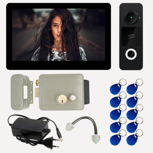 Изображение товара Комплект видеодомофона Tantos NEO HD SE Tuya WiFi (черный) с замком на калитку и бесконтактными ключами (панель графит)