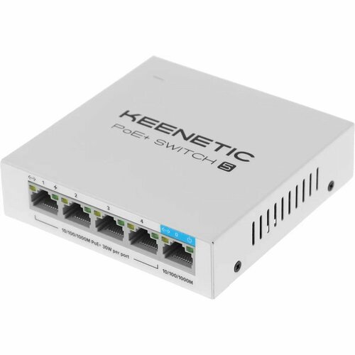 Keenetic Коммутатор PoE Switch 5 KN-4610 гигабитный неуправляемый 1xRJ45 и 4xRJ45PoE-out 1Гбит с до 60Вт 4768₽