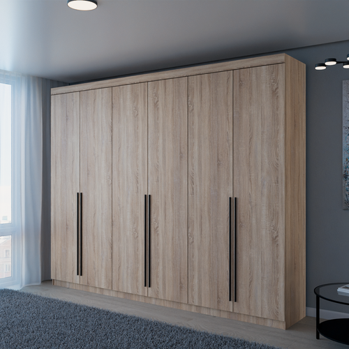 Изображение товара Шкаф распашной Пакс - 6 | ЛДСП Дуб Сонома | Ручки черные