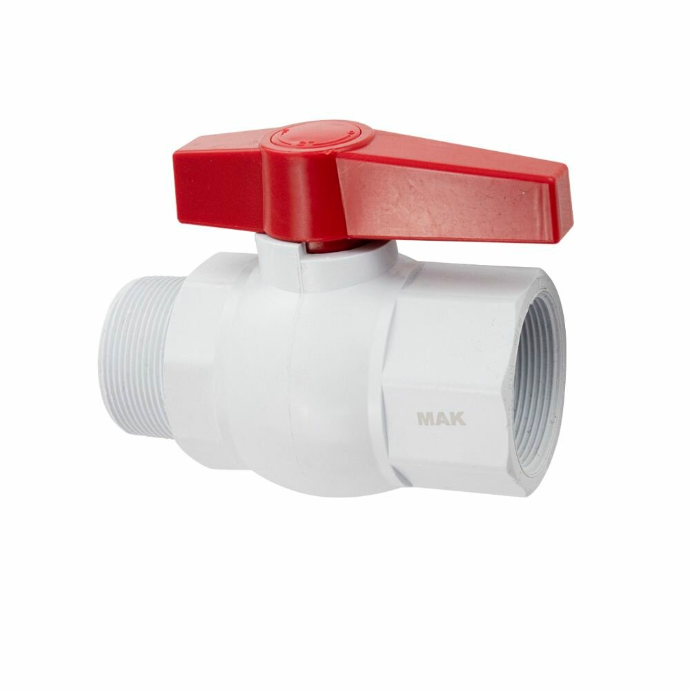 Кран шаровый MAK 479 белый 2 п/м ручка полипропиленовый из АБС пластика