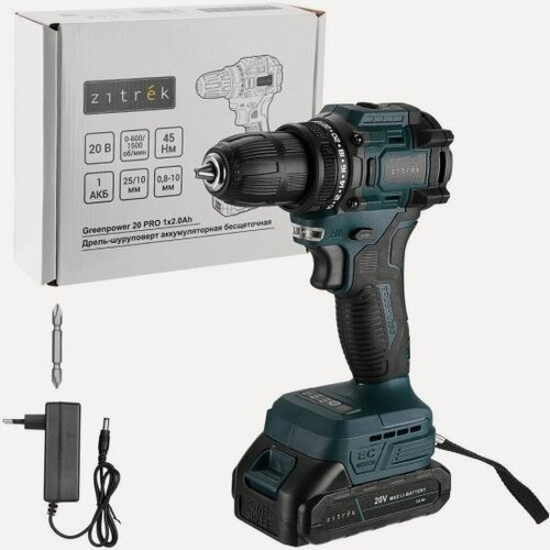 Изображение товара Дрель-шуруповерт аккумуляторная Zitrek Greenpower 20 PRO 20В, 1х2.0Ач (085-1313)