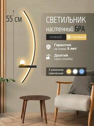 Светильник настенный светодиодный матовый черный, 12W, регулируемый (теплый/нейтральный/холодный), бра