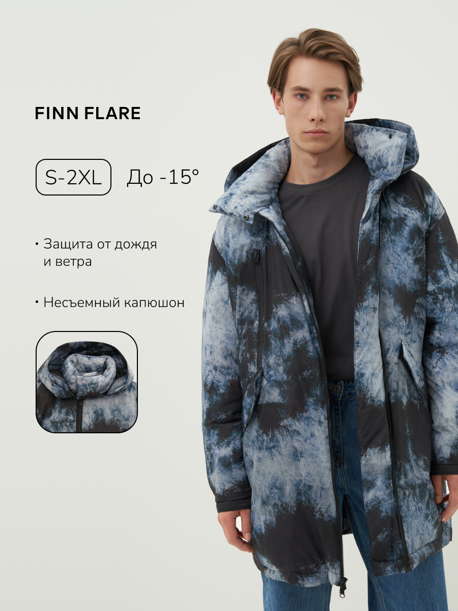 Пальто FINN FLARE Пуховик, размер S, темно-синий