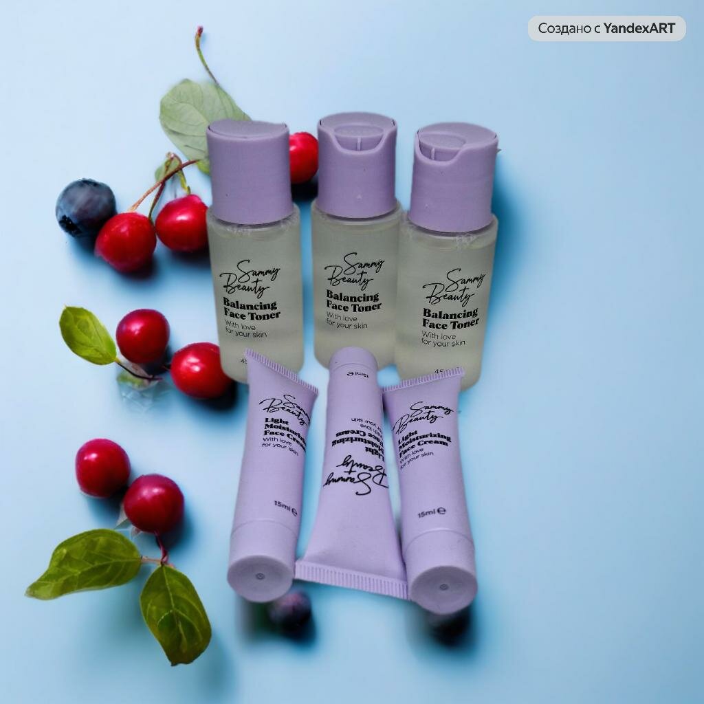 Набор для лица "Sammy Beauty", увлажняющий крем и тоник, 6 шт