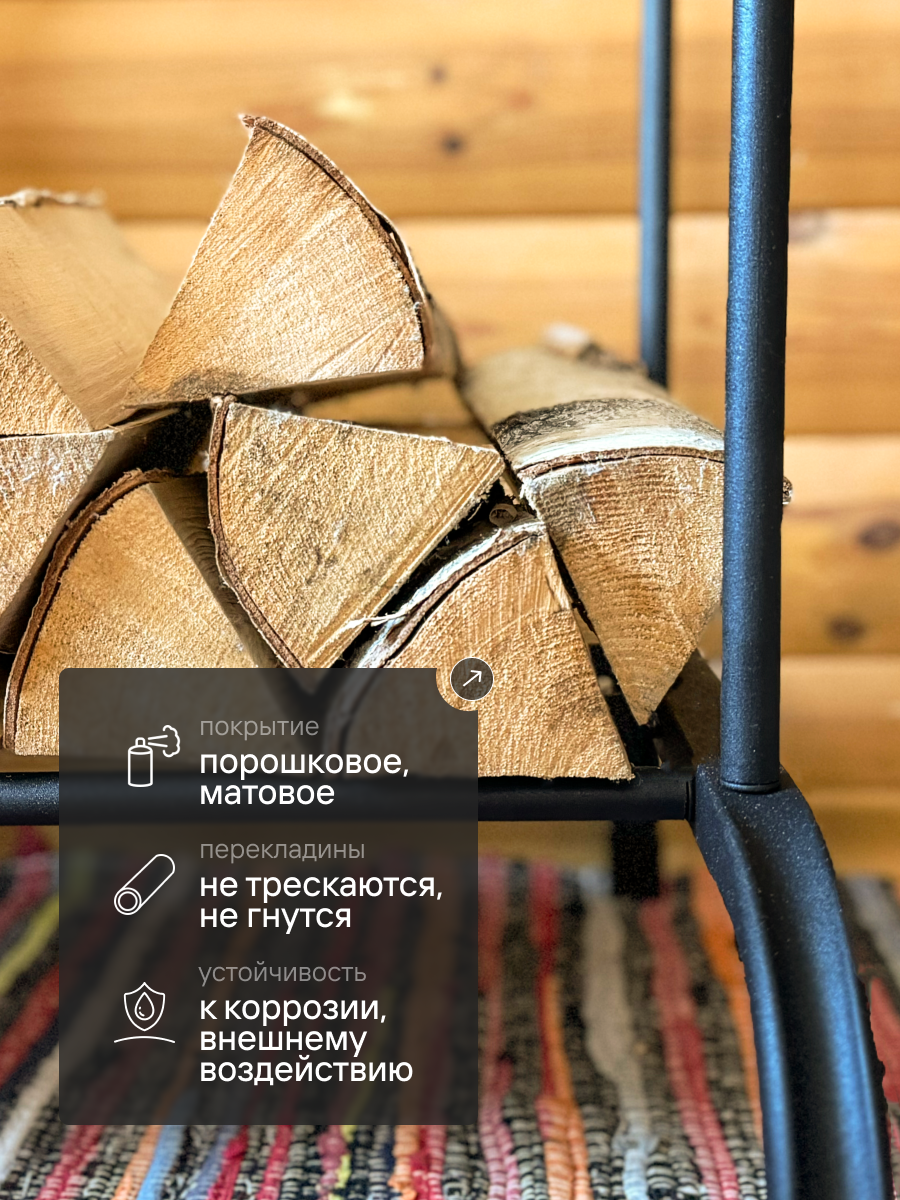 Дровница металлическая со столешницей, для камина и печи, для бани и дома — фото 1
