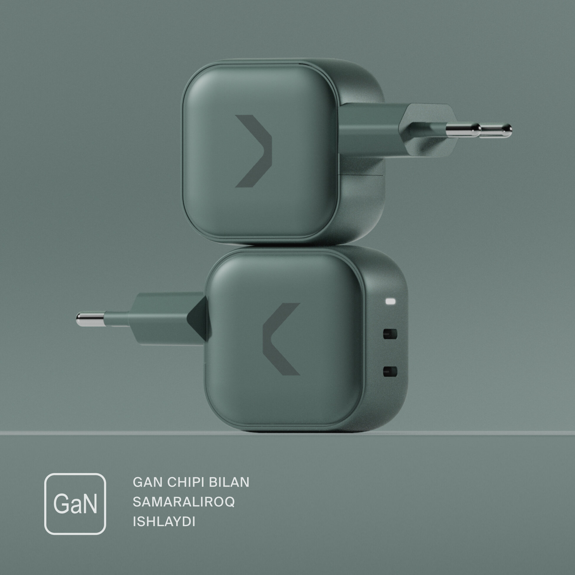 Быстрое зарядное устройство COMMO 45W Core Charger Dual USB-C, GaN, 45 Вт, COMMO Gray — фото 1
