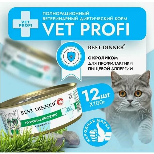Консервированный корм Best Dinner Vet Profi Hypoallergenic для кошек с кроликом, 100г