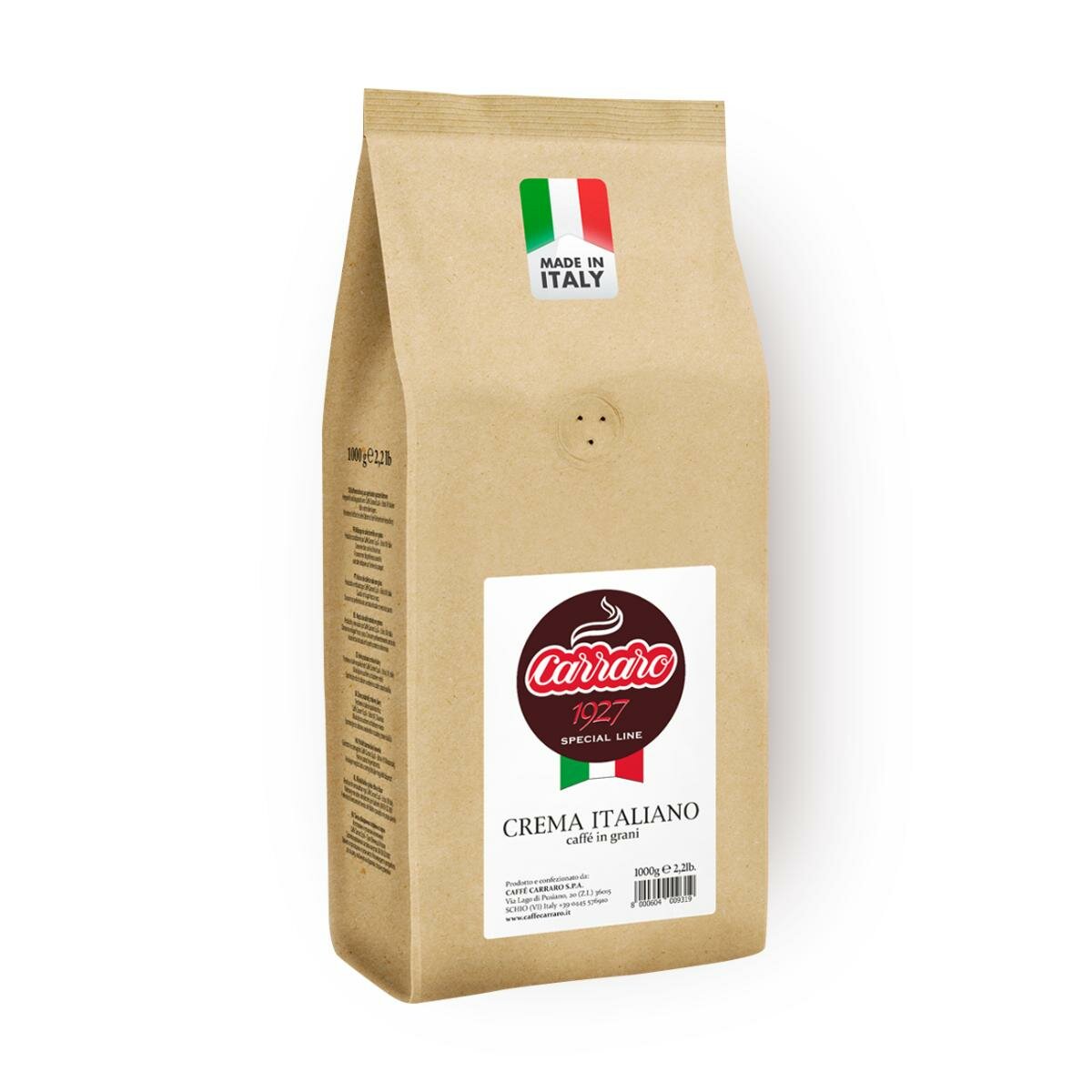 Кофе Carraro Crema Italiano, арабика/робуста, средняя обжарка, 1000 г