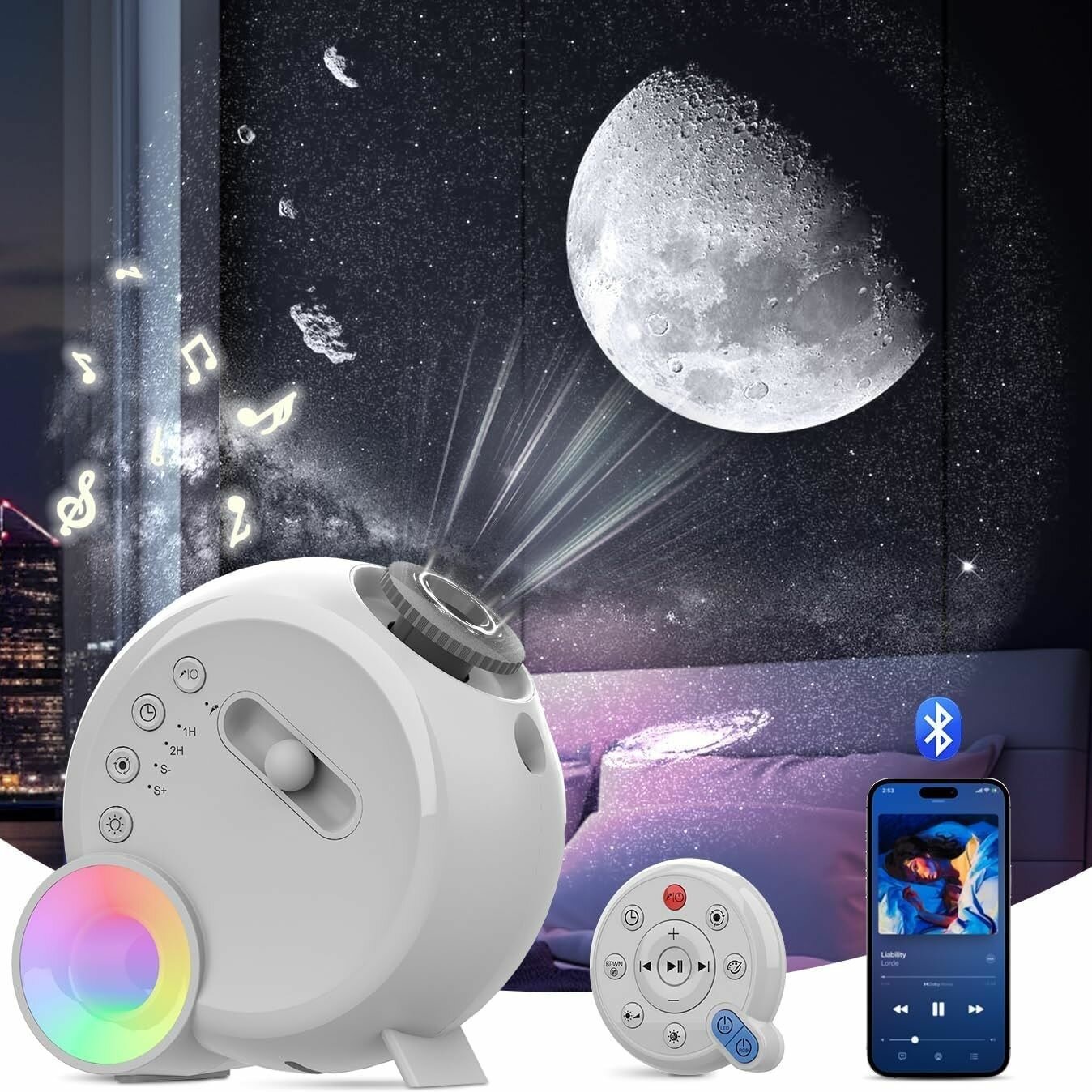 Новинка Planetarium метеоритный проектор, 13 в 1, Потолочный проектор Galaxy Starry с дистанционным управлением, Bluetooth-динамик и настольная лампа с белым шумом, детские подарки на день рождения