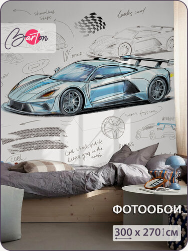 Изображение товара Фотообои на стену флизелиновые 3d Для подростков Машина Граффити 300х270 см Bartonwall K325_C