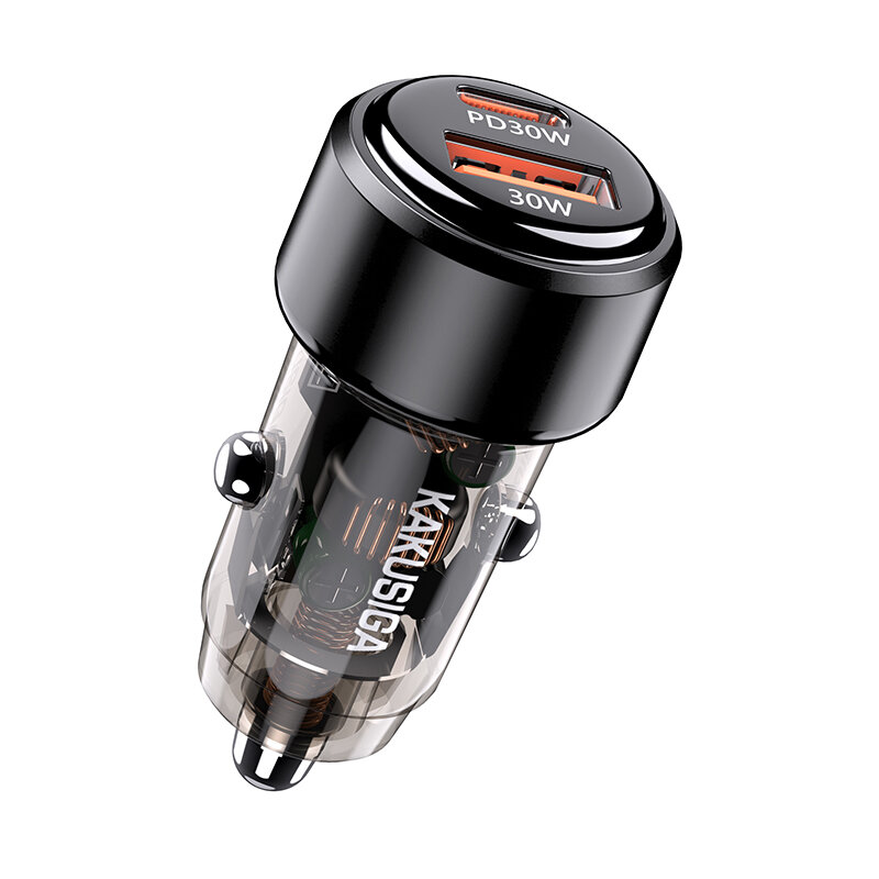 Автомобильное зарядное устройство KAKUSIGA KSC-1175, 2xUSB, 2xгнезда, черный