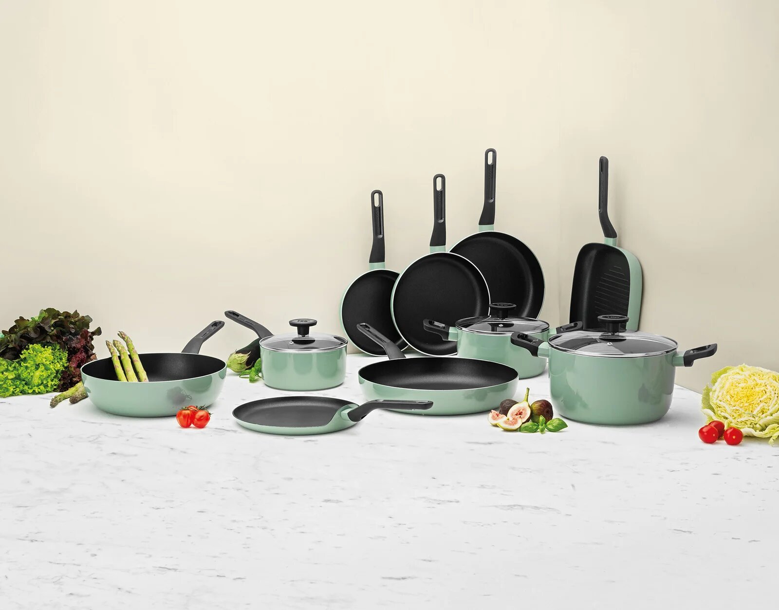 Крышка BergHOFF LEO SAGE, стекло, сталь, диаметр 20см, для посуды, белая — фото 1