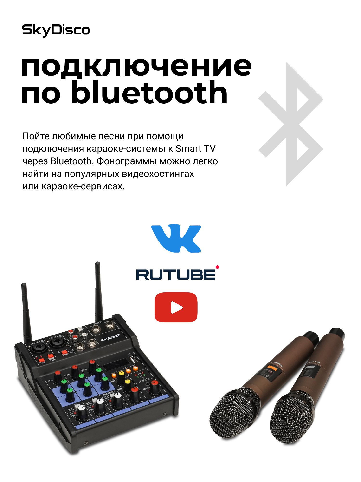 Караоке-микшер с микрофонами SkyDisco UM-200 Bluetooth — фото 1