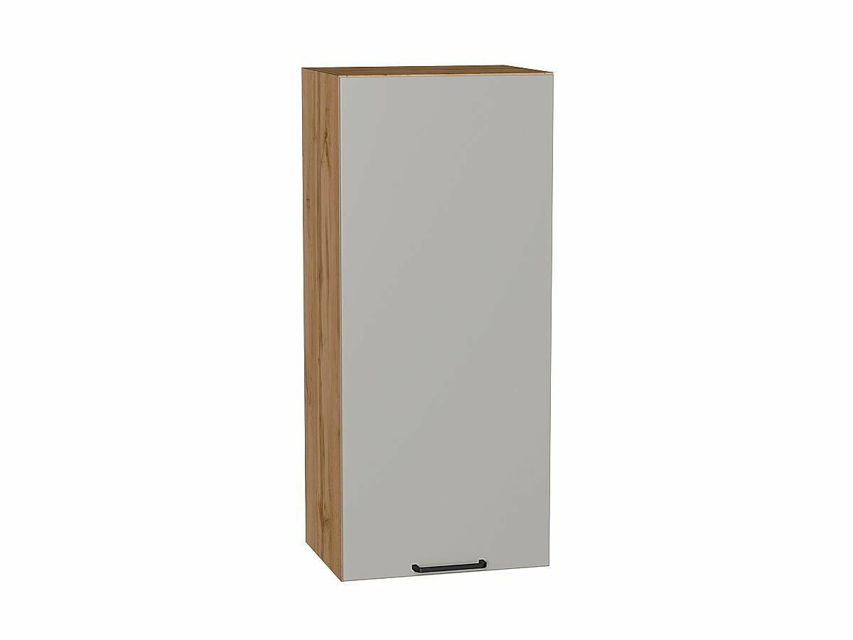 Шкаф верхний с 1-ой дверцей Флэт, цвет фасада Light Grey In 2S, цвет каркаса Дуб Вотан, 920*400*318 (В*Ш*Г) мм