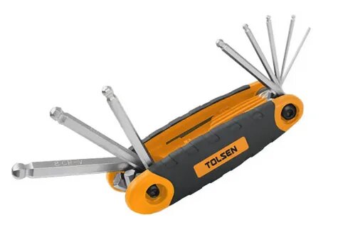 TOLSEN TOL1947-20068 Набор складных шестигранных ключей, шаровидные наконечники, 8 шт. 1.5-8мм