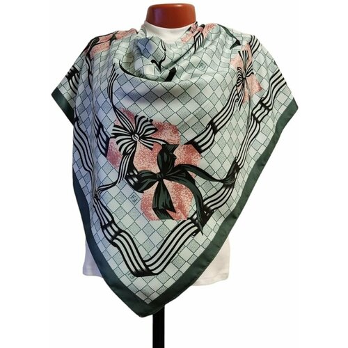шейный платок женский шелковый 70х70 цвет зеленый атлас Платок ,90х90 см, мультиколор, зеленый