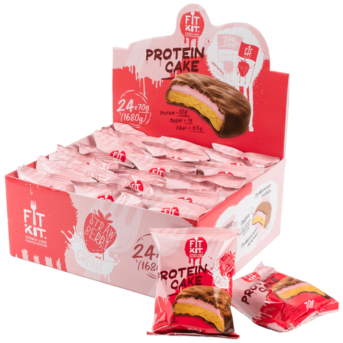 печенье fitkit protein cake 1680 г двойной шоколад Печенье FITKIT Protein Cake, 1680 г, клубника со сливками