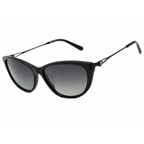 фото Солнцезащитные очки megapolis, кошачий глаз, градиентные, поляризационные, для женщин, черный