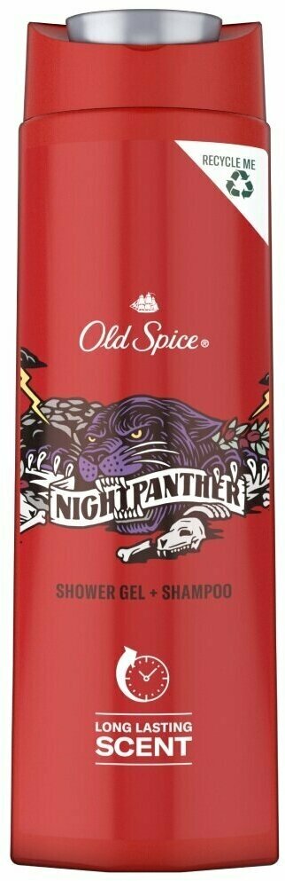 Гель для душа и шампунь Old Spice, Nightpanther 2 в 1, для мужчин, 400 мл