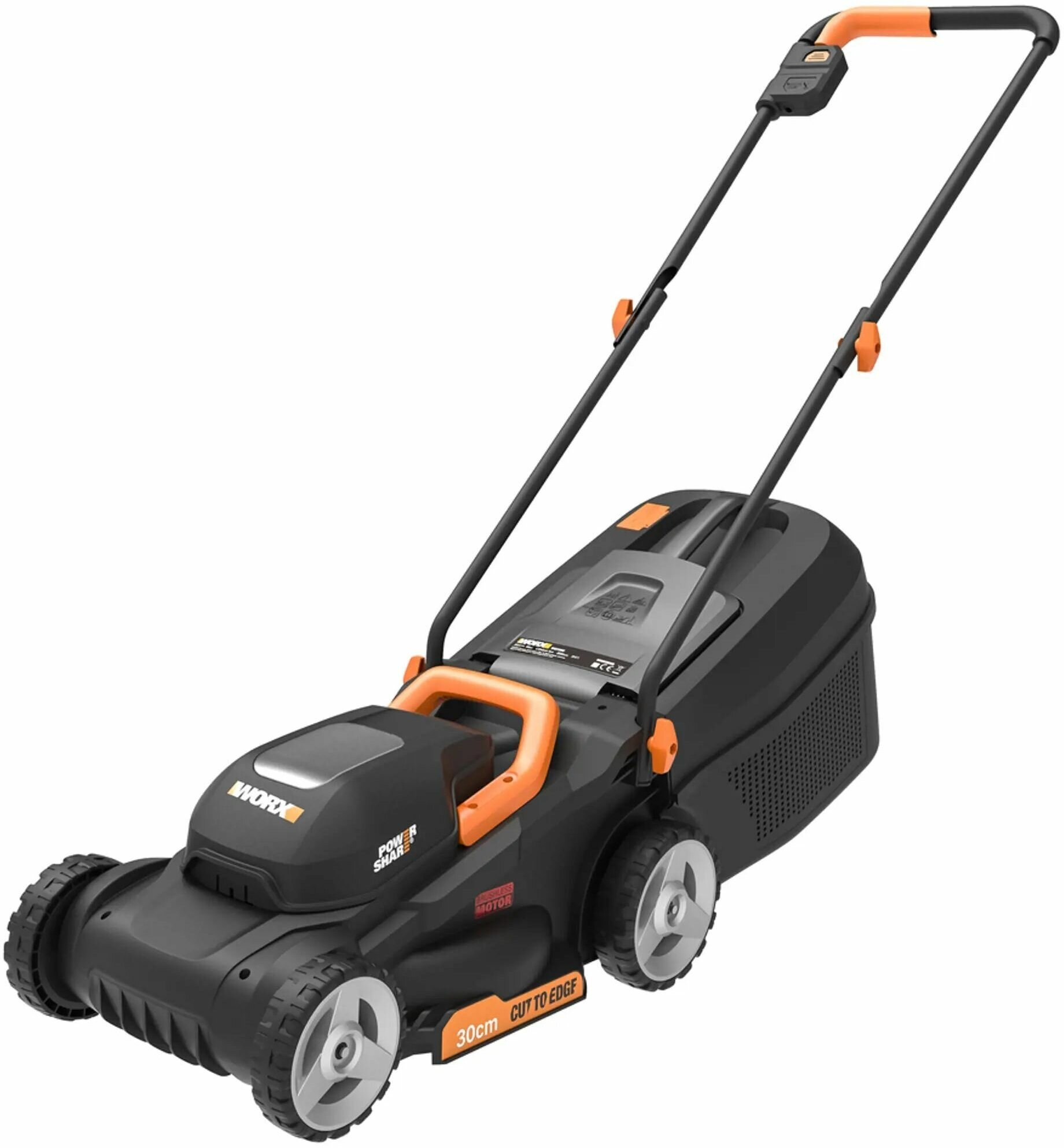 Аккумуляторная газонокосилка WORX WG730E, 30 см, бесщеточная, 20В, 4Ач х 1, ЗУ 2А - фотография № 1