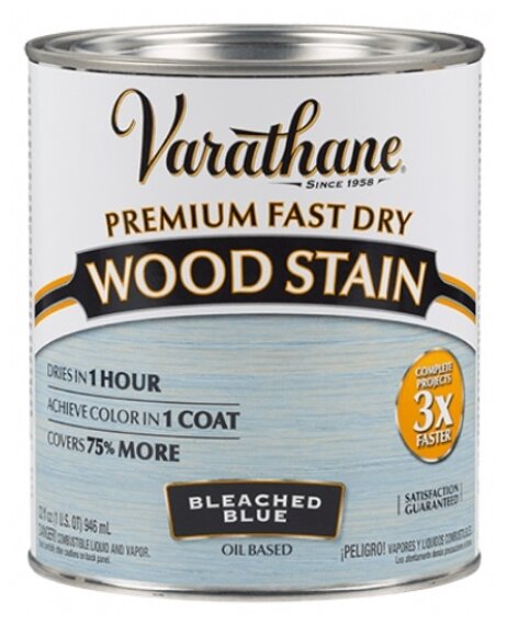 Тонирующее масло Varathane Premium Fast Dry Wood Stain для дерева (Выбеленный голубой,Qts 0,946 л.)