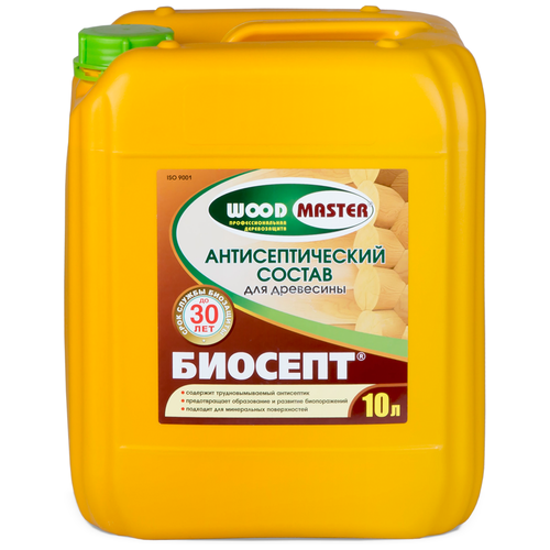 WOODMASTER антисептик БИОСЕПТ, 10.5 кг, 10 л, бесцветный антисептик для дерева woodmaster биосепт 20 л