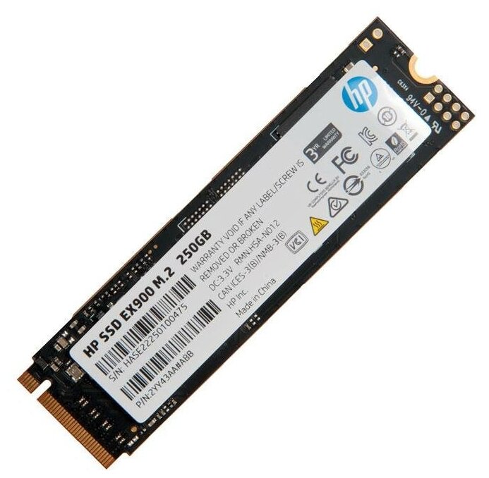 Накопитель HP EX900 Series 2YY43AA#ABB SSD, M.2, 250Gb, PCI-E x4, 100 TBW