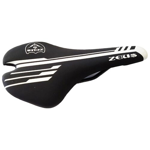 фото Седло вело zeus z-1013 mtb sport 278*140mm,рельсы сталь,анатомическое,черное-белое,290гр zeius