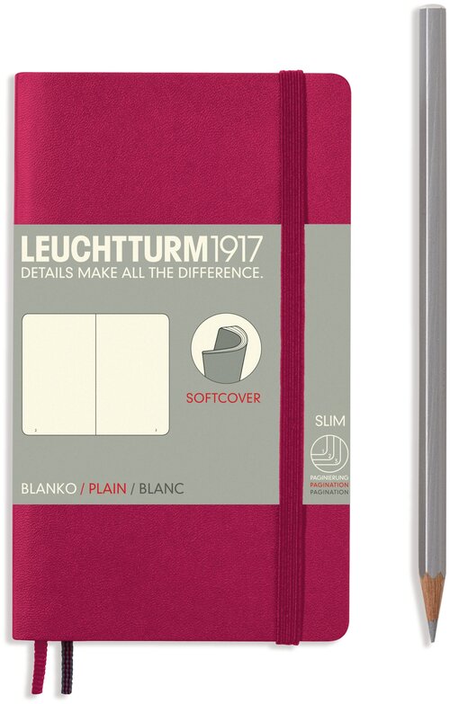 Блокнот в мягкой обложке Leuchtturm1917 A6 Pocket нелинованный (подходит для рисунков), ягодный (berry)