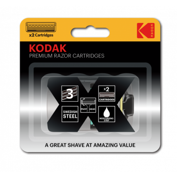 Сменные кассеты для бритья Kodak Premium Razor 3 лезвия 2 штуки 30425118-RU1 (1/48/192/6912)