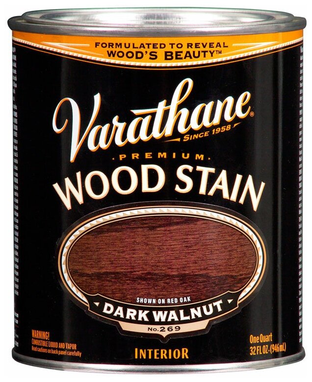 Varathane (Варатан). Premium Wood Stain Морилка/Тонирующее масло для деревянных поверхностей. Цв. тёмный орех. 0,946 л.