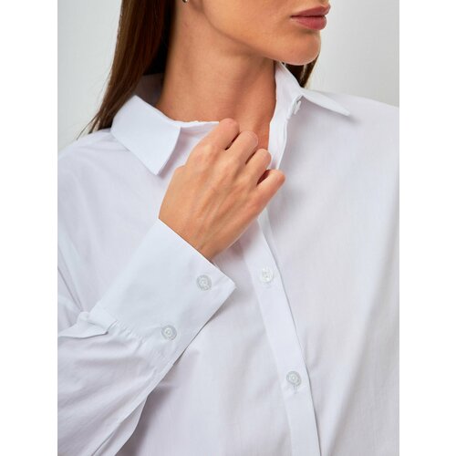 Рубашка , нарядный стиль, оверсайз, длинный рукав, размер XS, белый