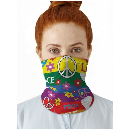 фото Универсальный бафф маска "мир и любовь" 2шт joyarty