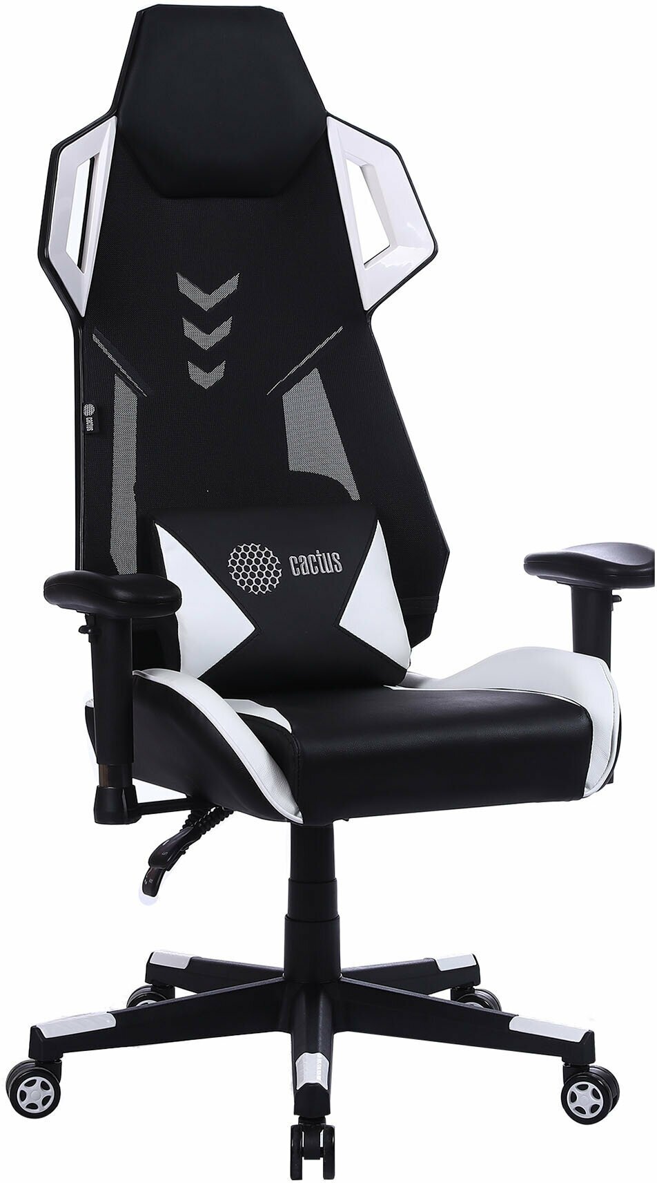 Кресло игровое Cactus CS-CHR-090BLW черный/белый эко. кожа пластик