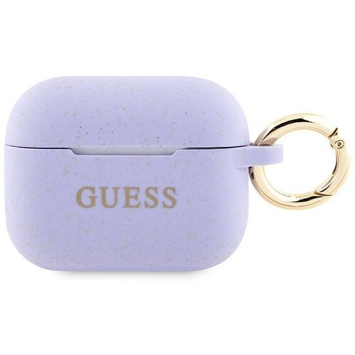 Чехол Guess Silicone Glitter с кольцом для Airpods Pro 2 (2022), фиолетовый