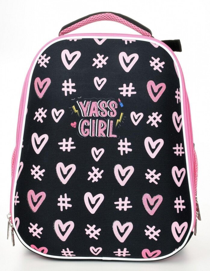 Рюкзак schoolформат Yes Girl, модель Ergonomic+, жесткий каркас, двухсекционный, 38х30х18см, 19,8л, для девочек