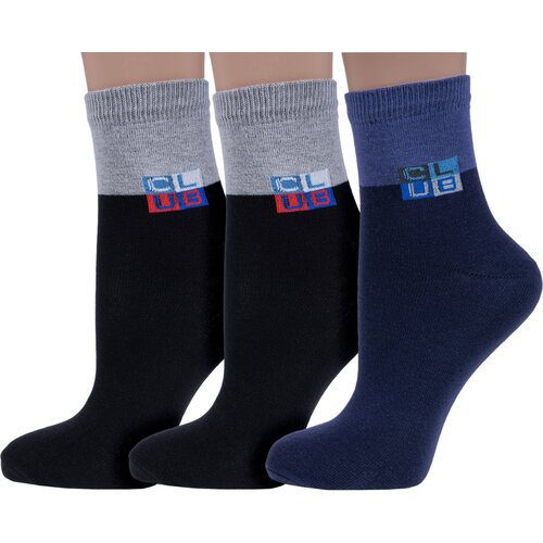 фото Носки vasilina 3 пары, размер 20-22, синий, черный