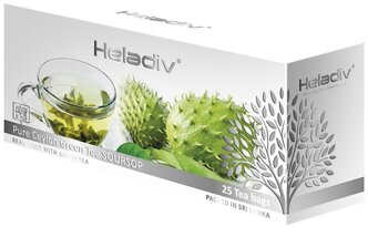 Чай зеленый Heladiv Pure ceylon Soursop в пакетиках, 25 шт., 1 уп.