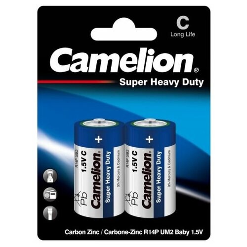 Батарейка Camelion Blue Series C, в упаковке: 2 шт. camelion r14 blue bl 2 r14p bp2b батарейка 1 5в