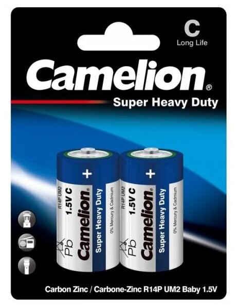 Camelion R14 Blue BL-2 (R14P-BP2B, батарейка,1.5В) (1 шт.)