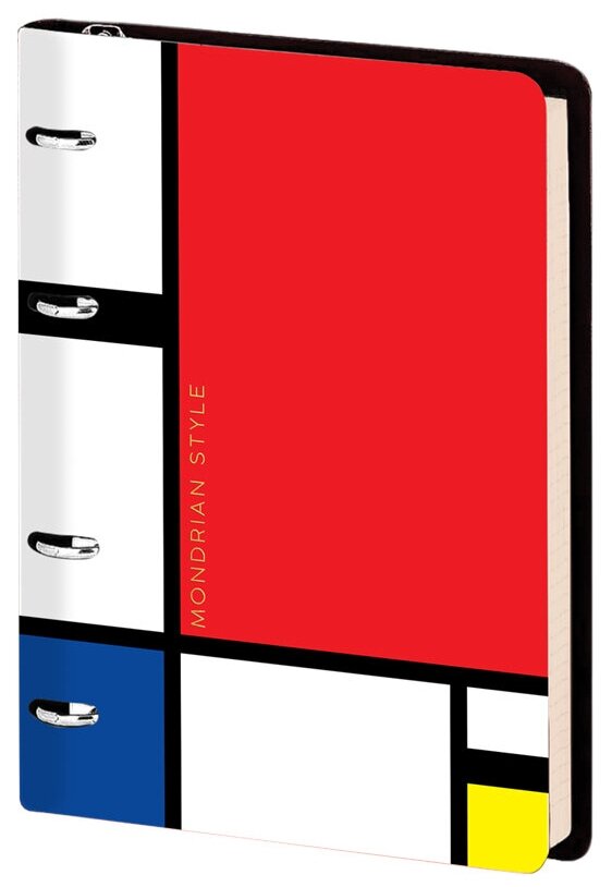 Тетрадь на кольцах ЛАЙТ, кожзам, Greenwich Line "Utility. Mondrian" А5 80 л, тон. блок - фото №1