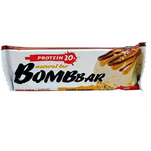 BomBBar протеиновый батончик - 60 грамм, соленая карамель протеиновый батончик bombbar соленая карамель 60 г