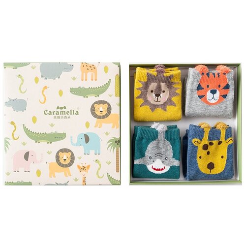 фото Носки caramella комплект 4 пары размер 22-25, желтый/зеленый/серый/синий