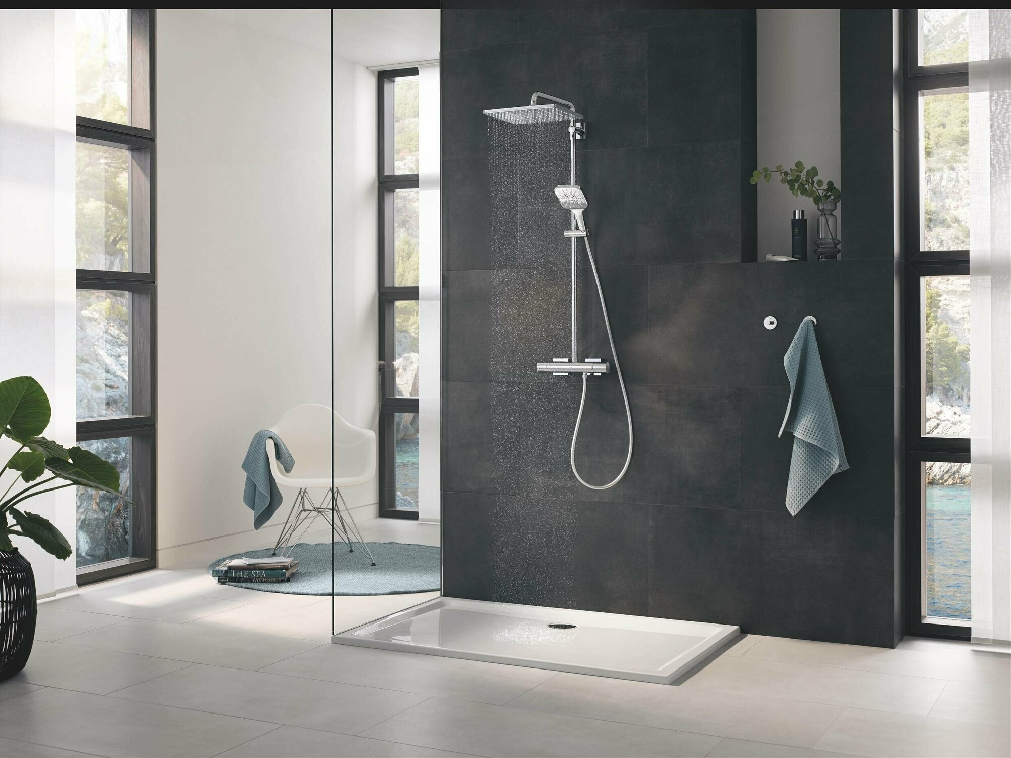 Душевая стойка Grohe Rainshower SmartActive 310 26652000 с термостатом, хром - фото №2