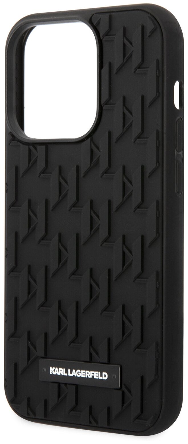 Lagerfeld для iPhone 14 Pro чехол 3D Rubber Monogram w Metal logo Hard Black