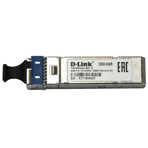 SFP трансивер D-Link DEM-330R/10KM (330R/10KM/A1A) d link 220t 20km a1a wdm sfp трансивер с 1 портом 100base bx d tx 1550 нм rx 1310 нм для одномодового оптического кабеля до 20 км