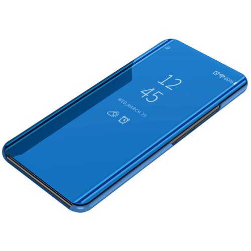 фото Чехол-книжка mypads для oppo f5 с дизайном clear view cover с полупрозрачной пластиковой крышкой с зеркальной поверхностью синий