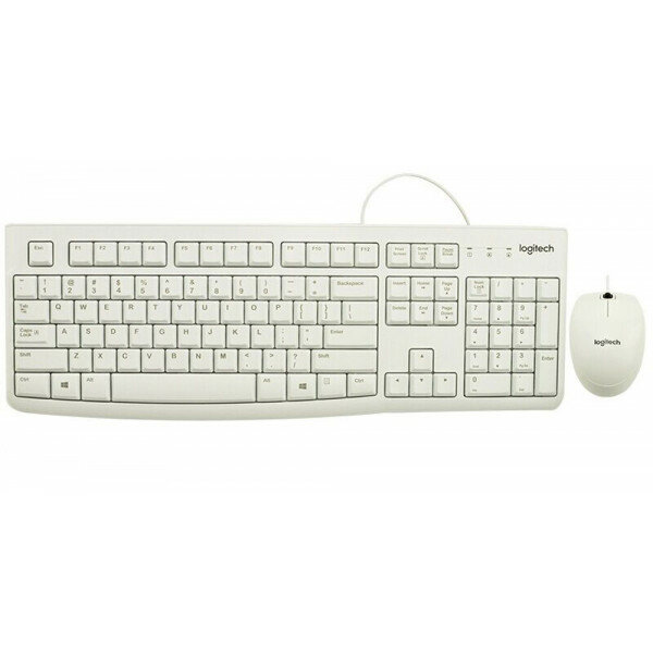 Комплект (клавиатура и мышь) Logitech MK120, белый (только английская)